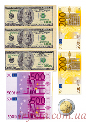 Вафельний декор Долари та євро