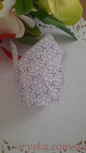Паперові форми Тюльпан,білі з візерунком,10 шт