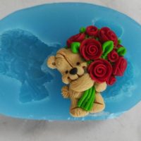 Молд ведмедик з квітами цукерка