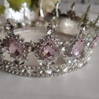 Корона для торту срібна з рожевим+топер
