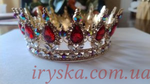Корона для торту з червоним камінням + топер в подарунок