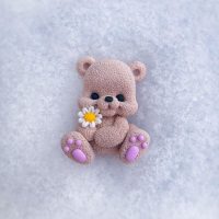 Молд ведмедик з квіткою 2 шт
